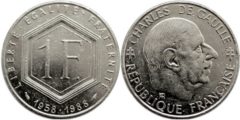1 франк 1988 Франция - 30 лет Пятой Республике