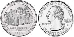 25 центов 2016 P США-Национальный исторический парк Харперс Ферри Западная Виргиния-HarpersFerry UNC