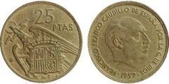 25 песет 1957 Испания - 64 внутри звезды
