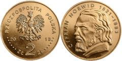 2 злотых 2013 Польша - 130 лет со дня смерти Циприана Камиля Норвида
