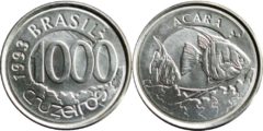 1000 крузейро 1993 Бразилия - Рыба Акара UNC
