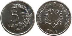 5 леков 2011 Албания UNC