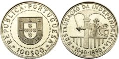 100 эскудо 1990 Португалия -  350 лет со дня восстановления португальской независимости