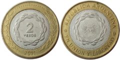 2 песо 2011 Аргентина UNC