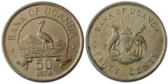 50 центов 1974 Уганда - Восточный венценосный журавль