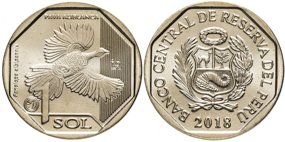 p1d9uc4b641q4h9nu5s9isk1pkk9 1 соль 2018 Перу - Фауна Перу - Белокрылый гуан UNC