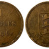 4 дубля 1864 остров Гернси №1