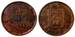 4 дубля 1864 остров Гернси №2