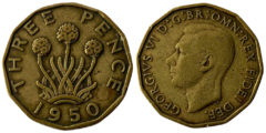 3 пенса 1950 Великобритания