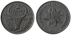 2 франка 1976 Мадагаскар - Пуансеттия прекраснейшая или молочай прекраснейший