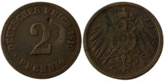 2 пфеннига 1910 "A" Германская империя