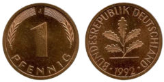 1 пфенниг 1992 "J" ФРГ