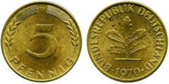 5 пфеннигов 1970 "D" ФРГ